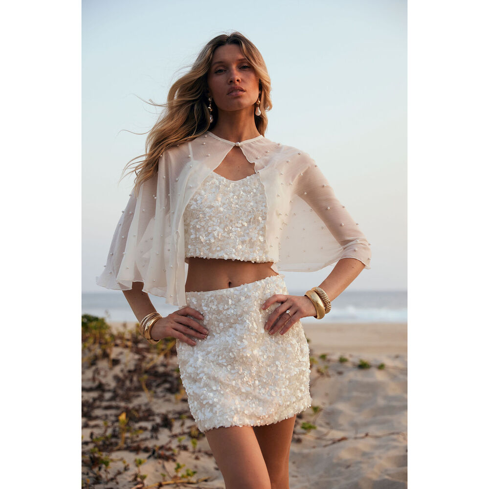 12th Tribe Isadora Pearl Embellished Cape Size S/MS/M